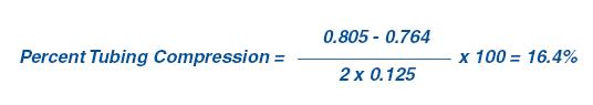 Percent Tubing Compression = 0.805 - 0.764 / 2 x 0.125 x 100 = 16.4%