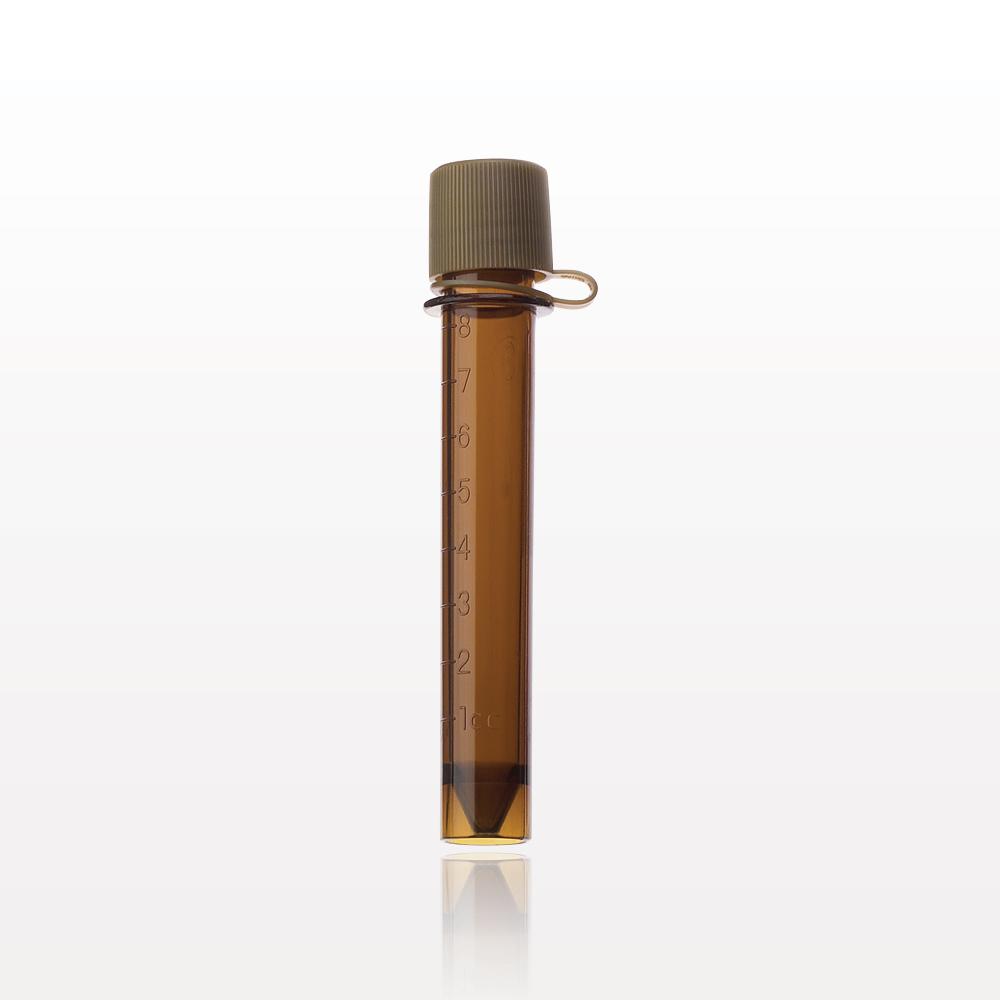 Collection Vial w/Screw Cap on Strap, Amber