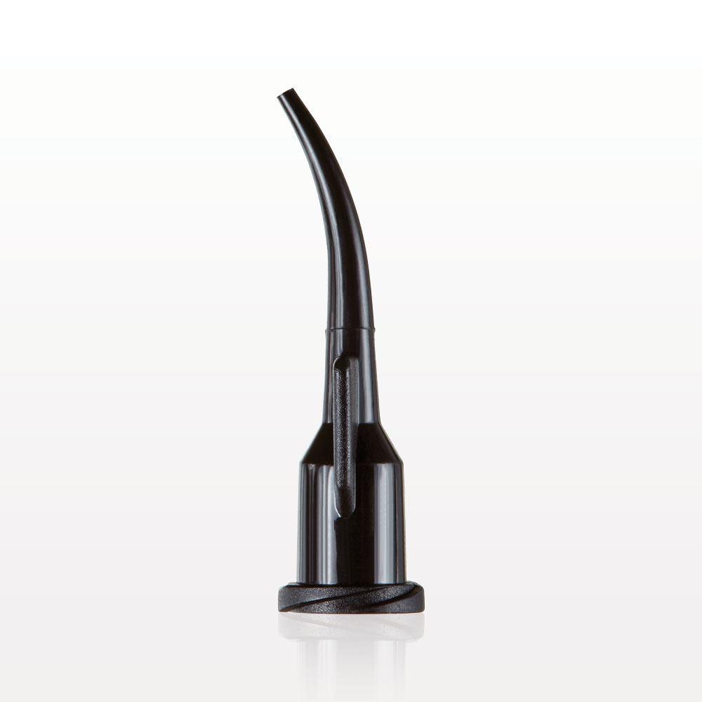 Fine Curved Dispensing Tip, Female Luer Lock, Black