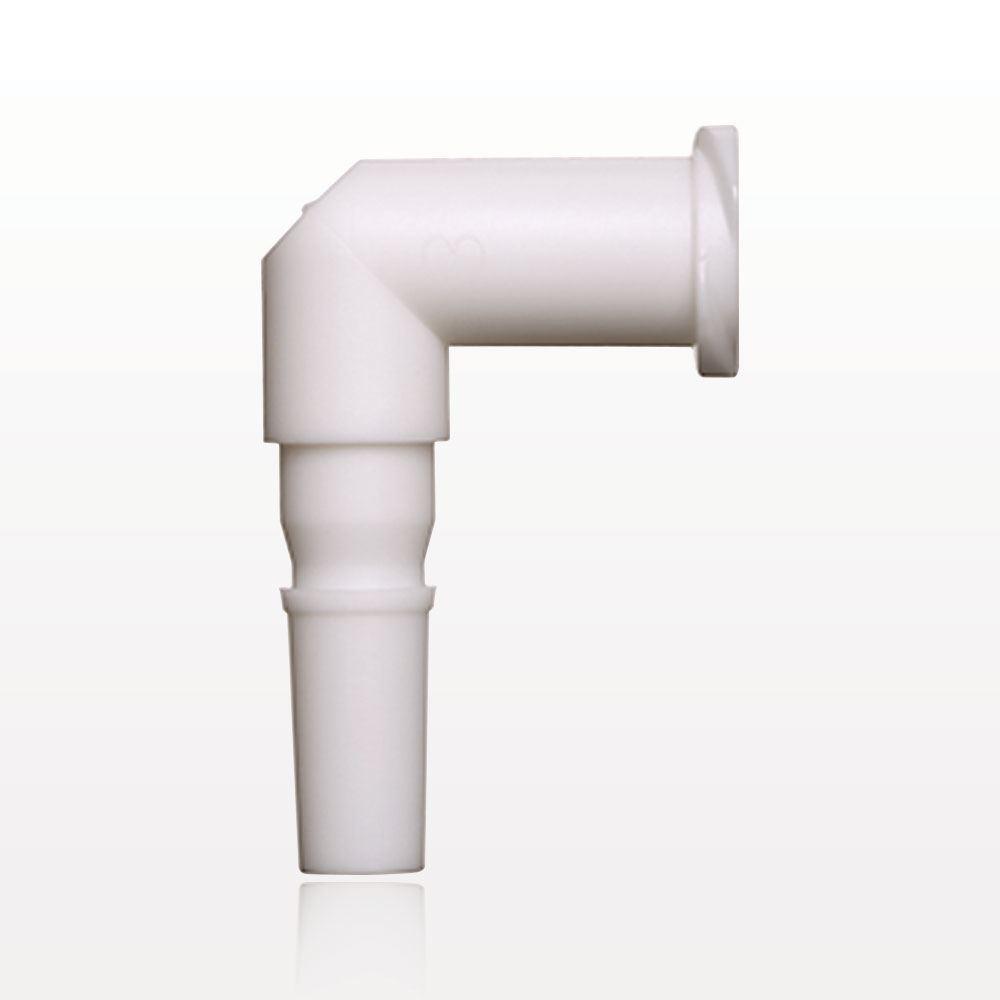 Elbow Connector, Female Luer Lock, Male Luer Slip, White