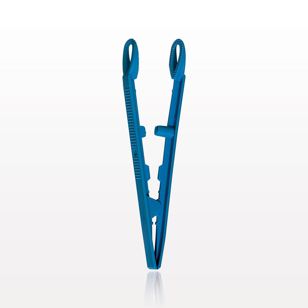 Single-Use Tweezer Forceps, Flat Round Tips, Dark Blue