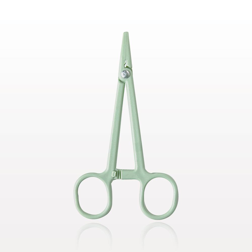 Single-Use Locking Forceps, Curved, Green