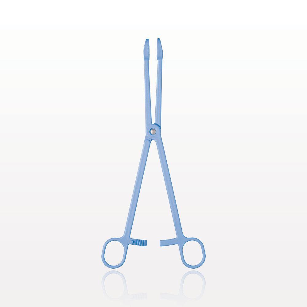 Single-Use Locking Forceps, Round Tips, Light Blue