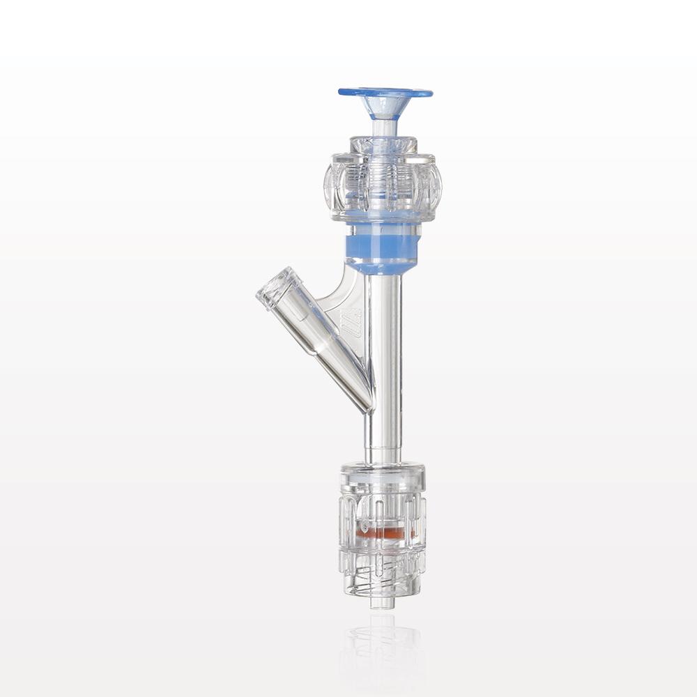 Hemostasis Valve Y Connector, One Handed, Rotating Male Luer Lock, Female Luer Lock Sideport