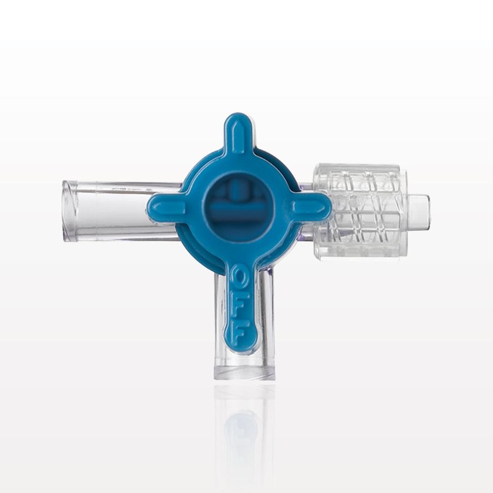 2-Way Stopcock, 2 Female Luer Locks, Swivel Male Luer Lock, 90 Degree Turn Handle