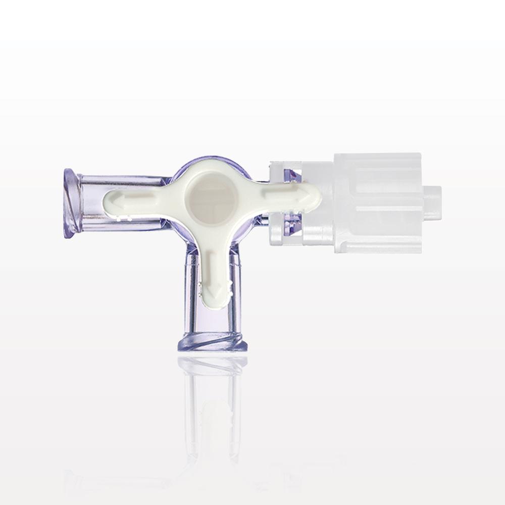 4-Way Stopcock, 2 Female Luer Locks, Rotating Male Luer Lock