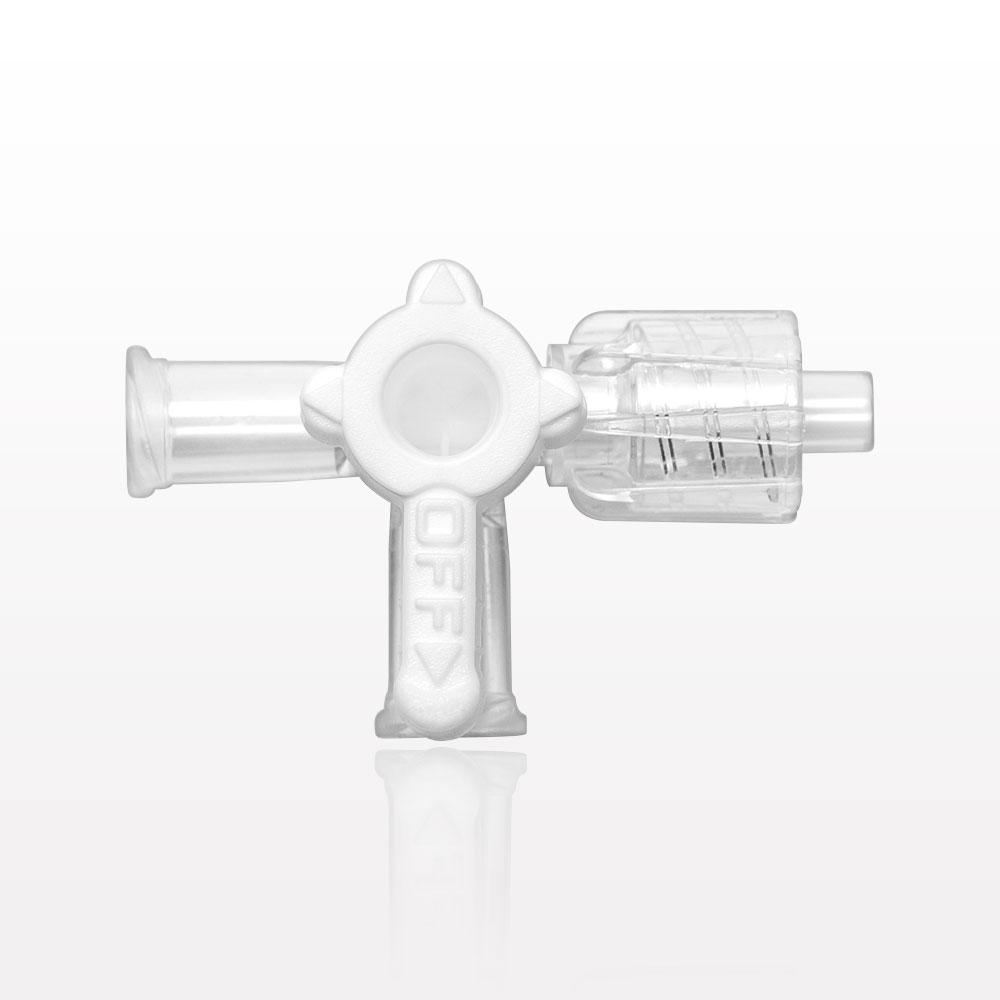 2-Way Stopcock, 2 Female Luer Locks, Male Luer with Spin Lock