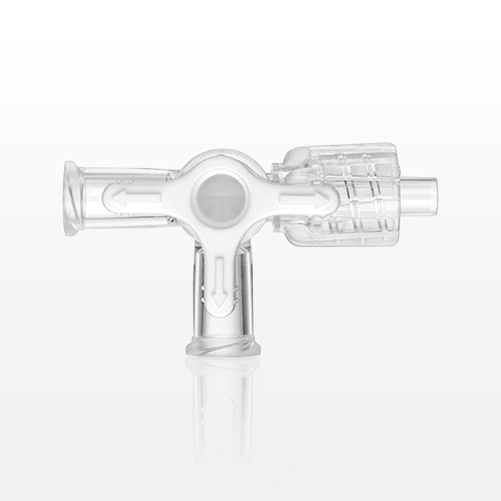 4-Way Stopcock, 2 Female Luer Locks, Swivel Male Luer Lock