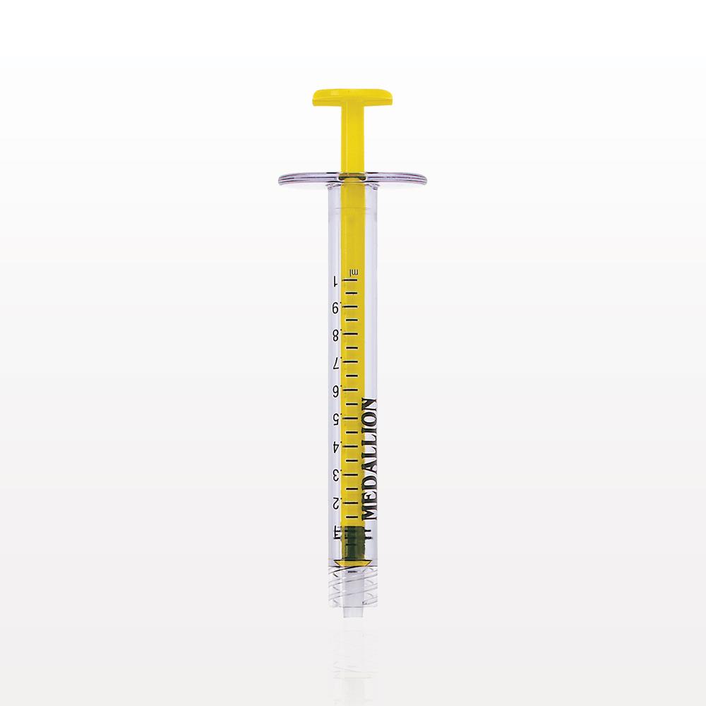 Medallion Syringe, Male Luer Lock, Yellow