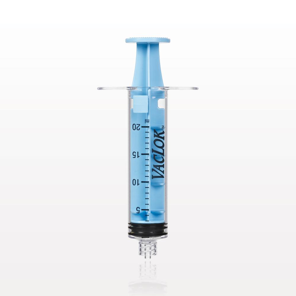 VacLok® Negative Pressure Syringe, Male Luer Lock, Light Blue