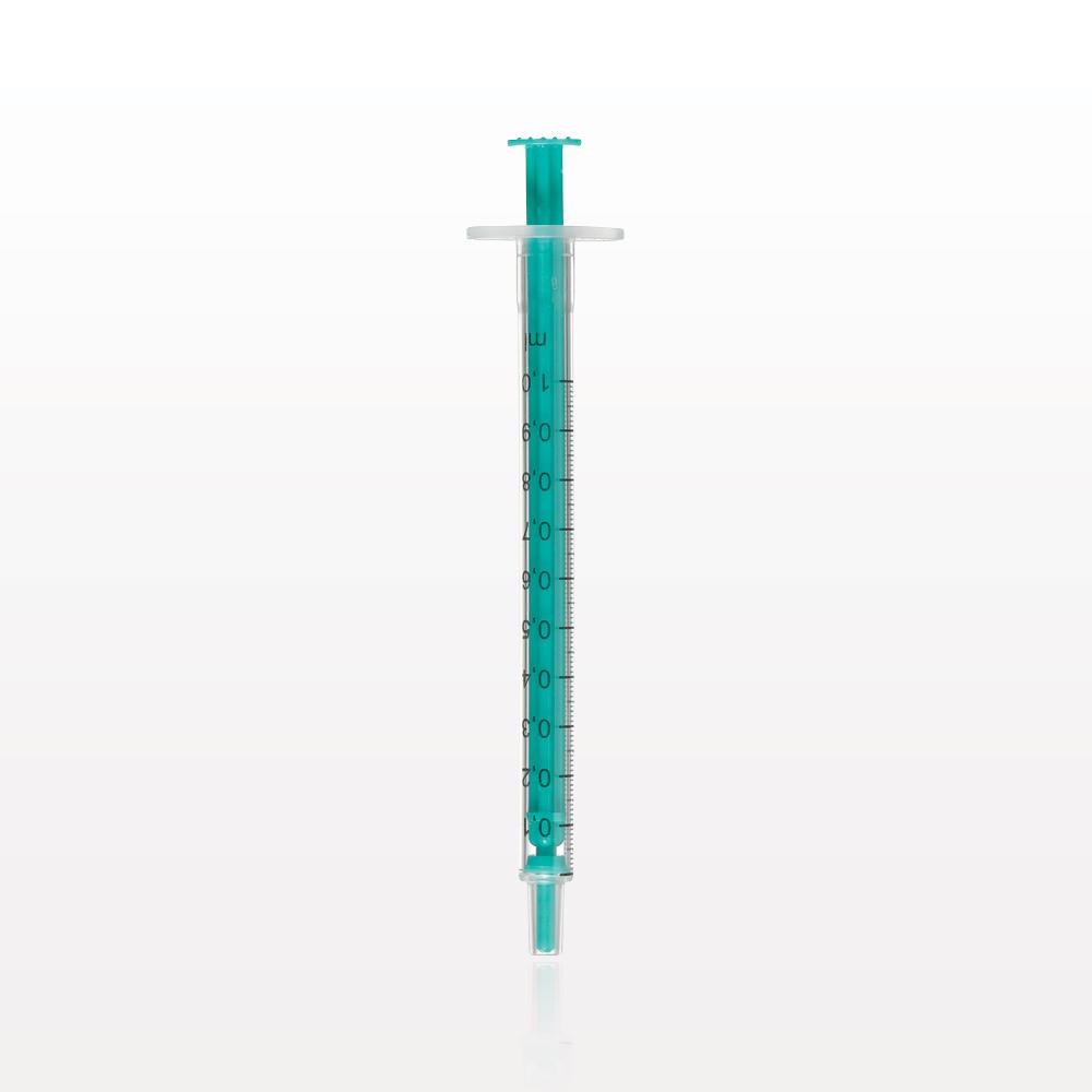 Two-Piece Syringe, Male Luer Slip, Zero Dead Space, Green