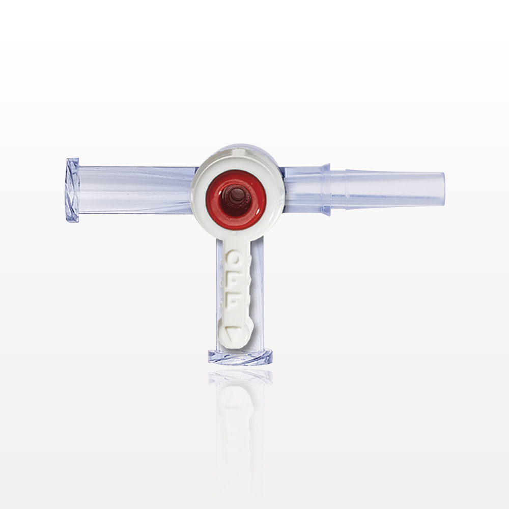 4-Way Stopcock, 2 Female Luer Locks, Male Luer Slip