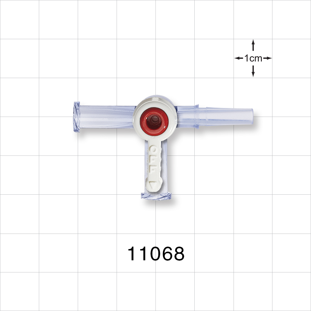 4-Way Stopcock, 2 Female Luer Locks, Male Luer Slip