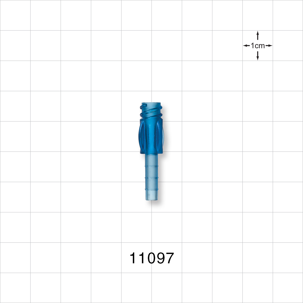 Female Luer Lock, Tubing Port, Blue