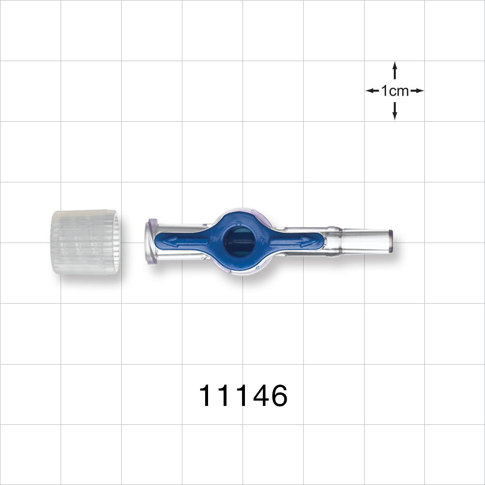 1-Way Stopcock, Female Luer Lock, Male Luer Slip, 90 Degree Turn Handle, Non-Vented Cap