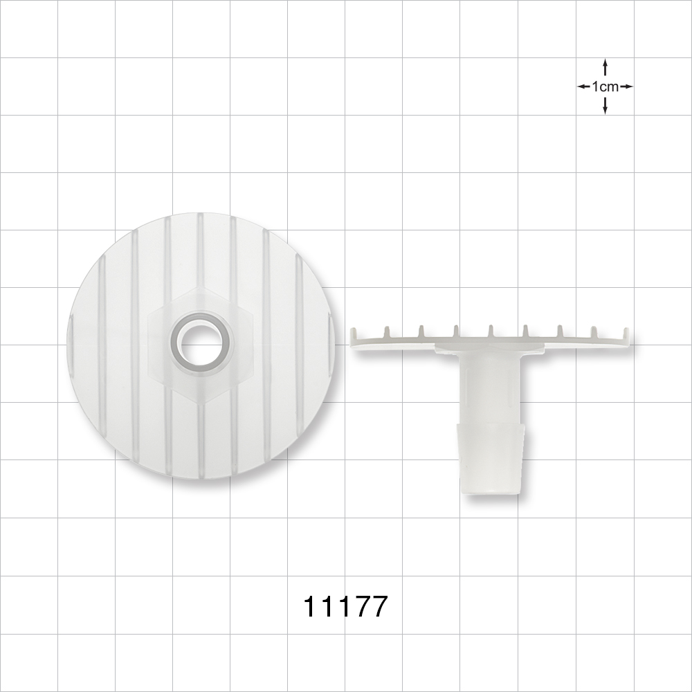 Bag Port Flange with Ribbed Base, Barbed, Natural