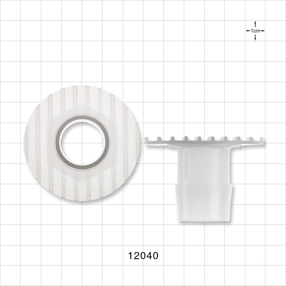 Bag Port Flange with Ribbed Base, Barbed, Natural