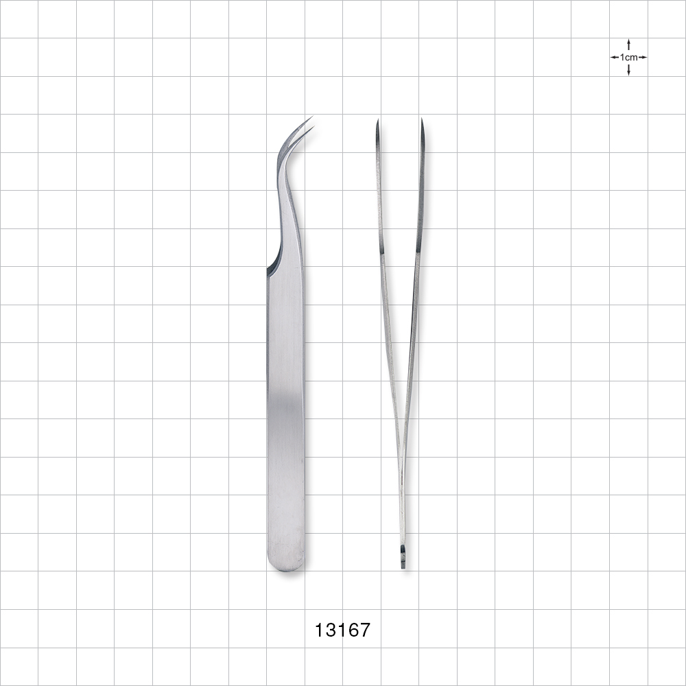 Single-Use Tweezer Forceps, Fine Tips, Curved, Satin Finish