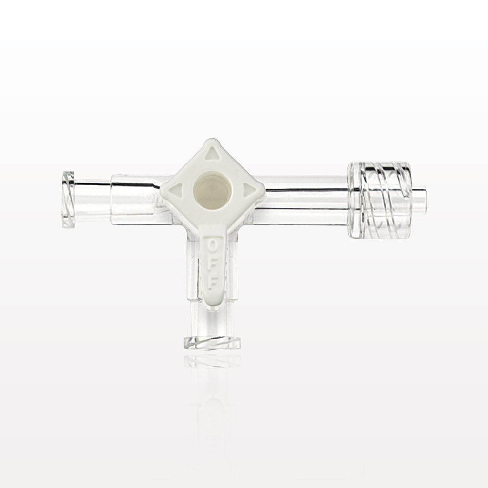 3-Way Stopcock, 2 Female Luer Locks, Male Luer Lock