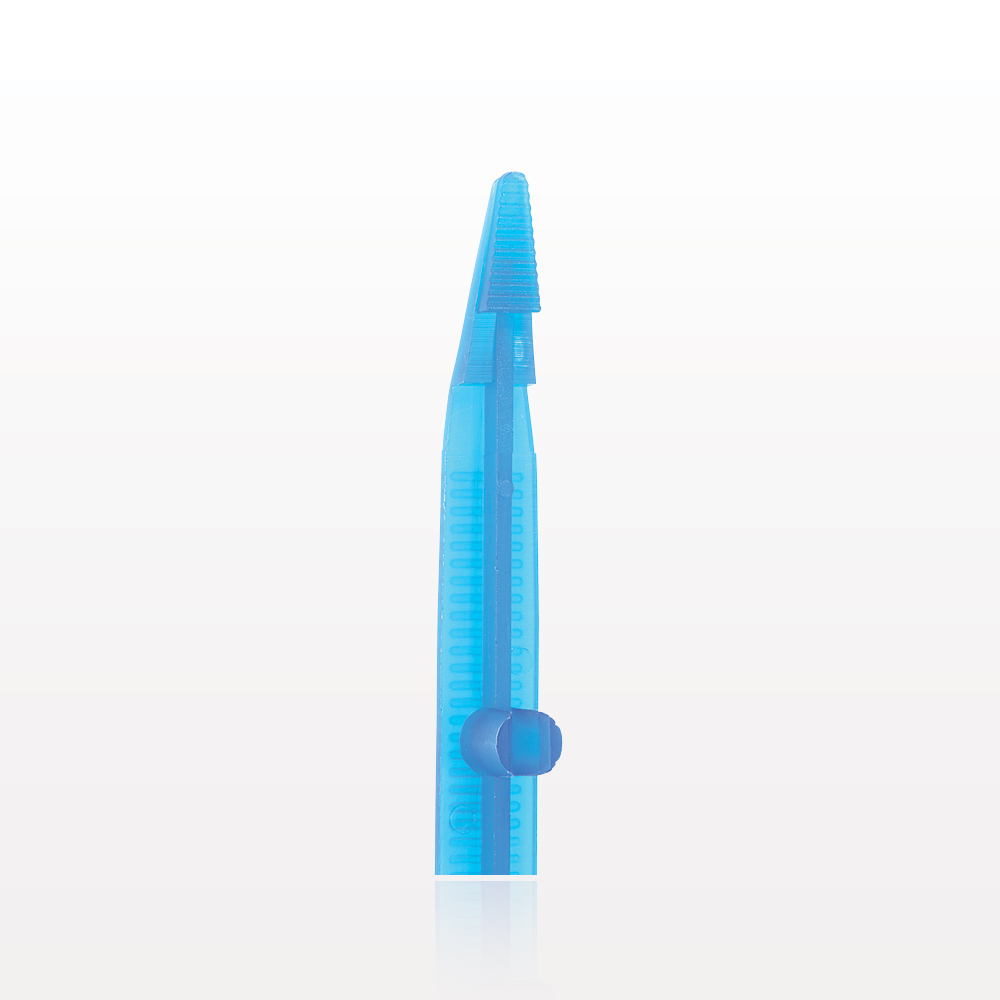 Single-Use Tweezer Forceps, Flat Pointed Tips, Blue