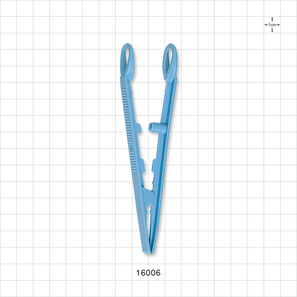 Single-Use Tweezer Forceps, Flat Round Tips, Light Blue