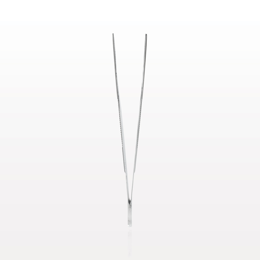 Single-Use Dressing Forceps, Serrated Tips, Mirror Finish