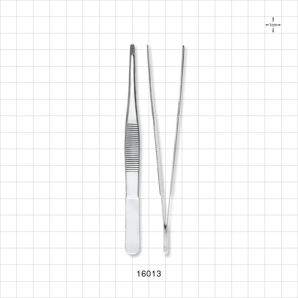 Single-Use Dressing Forceps, Serrated Tips, Mirror Finish