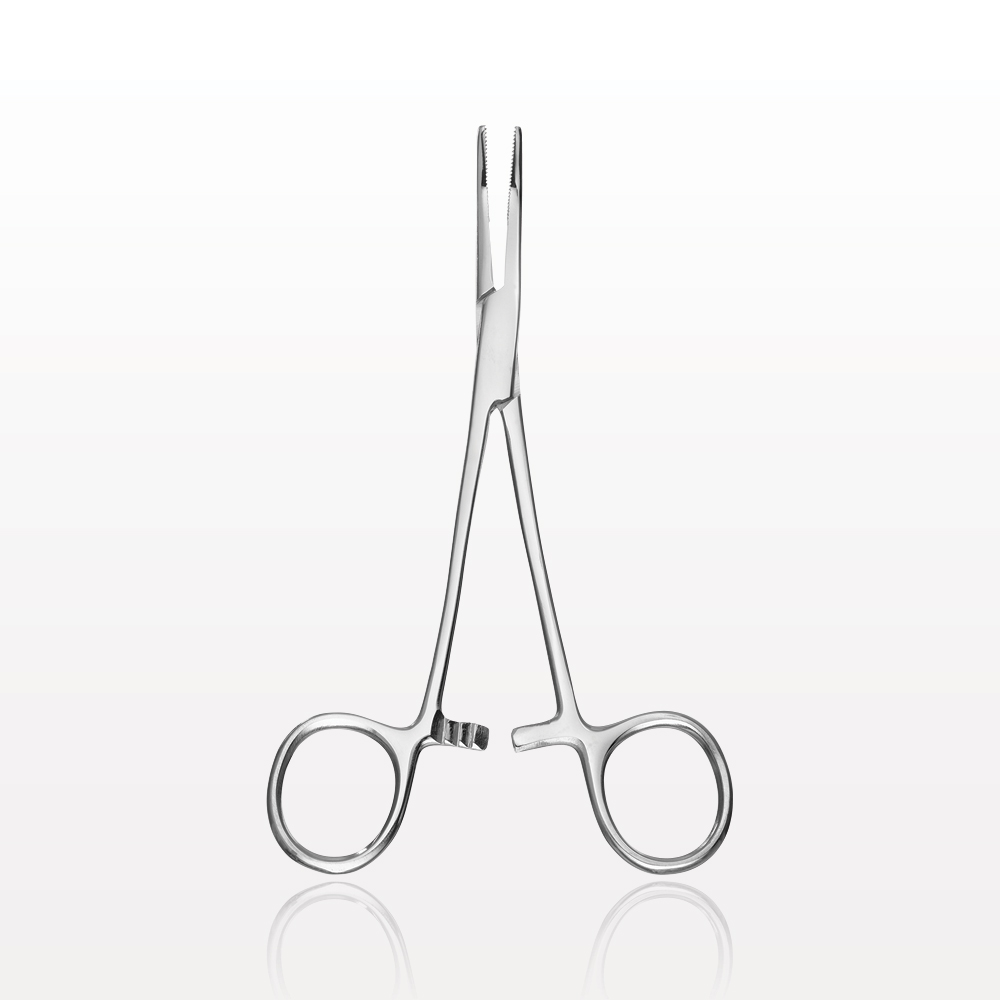 Single-Use Locking Kelly Forceps, Curved, Mirror Finish