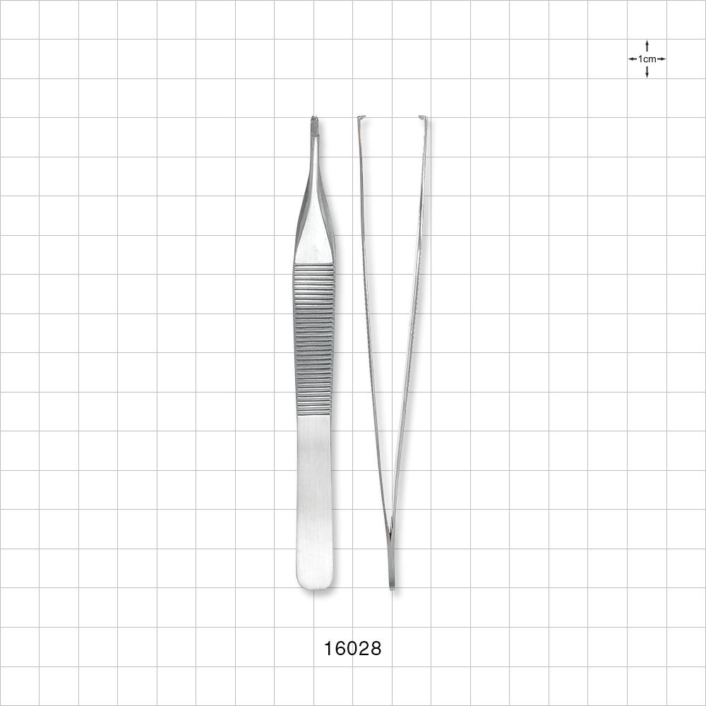 Single-Use Adson Tweezer Forceps, 1 x 2 Teeth, Satin Finish