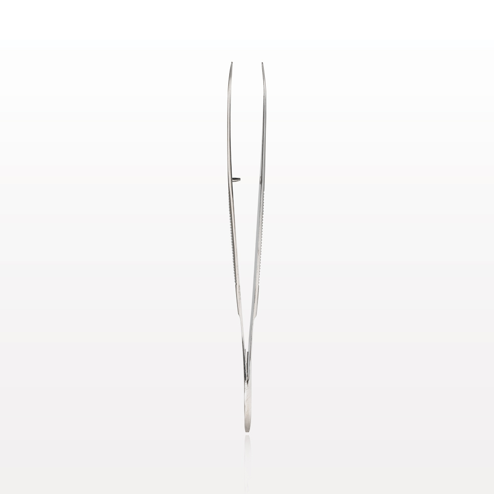 Single-Use Tweezer Dressing Forceps, Serrated Extra Fine Tips, Curved, Mirror Finish