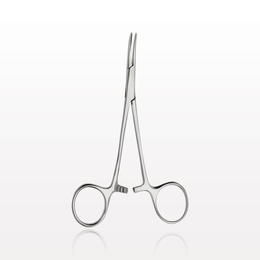 Single-Use Halstead Mosquito Forceps, Curved, Mirror Finish