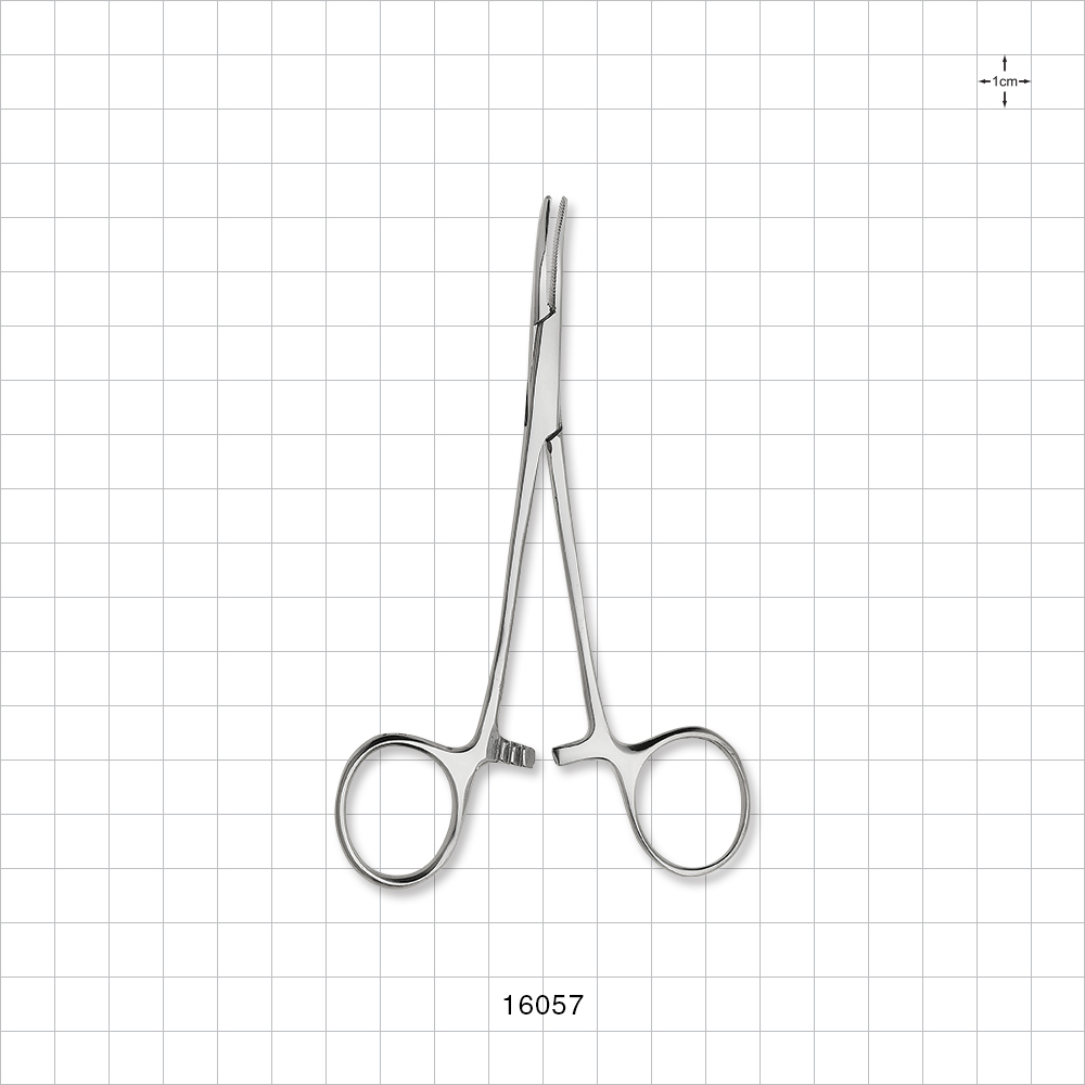 Single-Use Halstead Mosquito Forceps, Curved, Mirror Finish