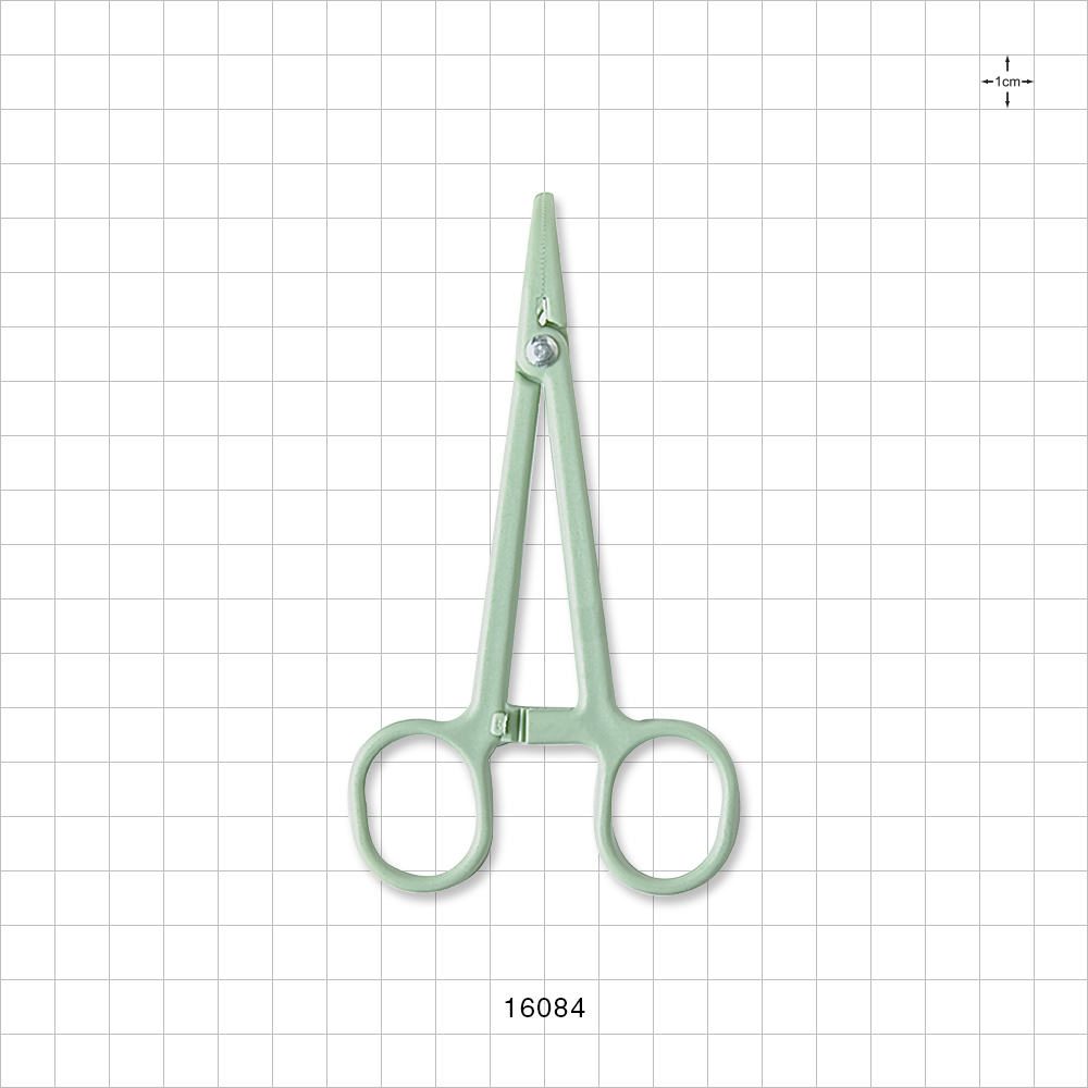 Single-Use Locking Forceps, Curved, Green