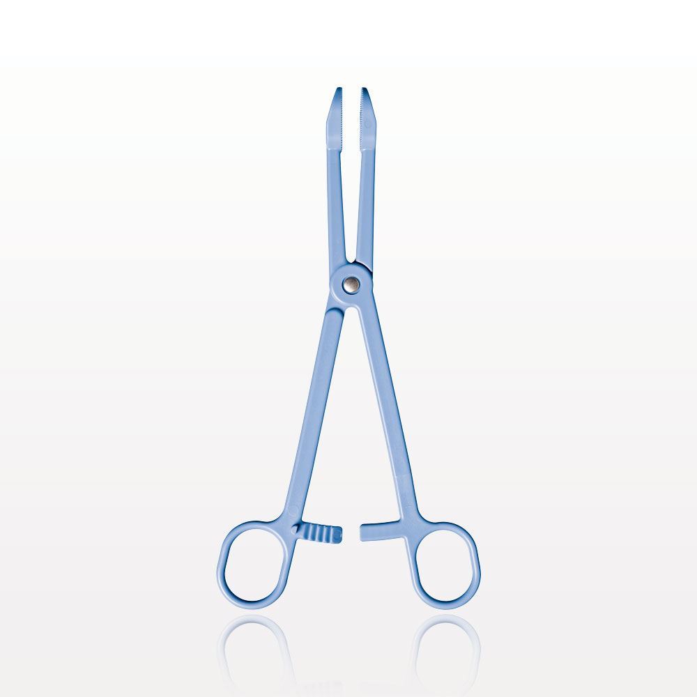 Single-Use Locking Forceps, Round Tips, Light Blue
