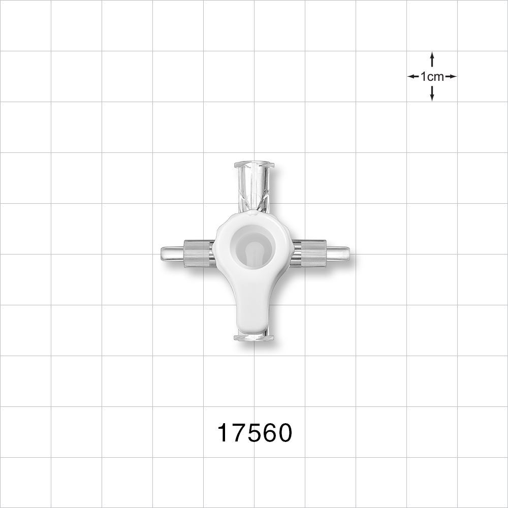 RondelO™ 2-Way Stopcock with 2 Female Luer Locks, Tubing Ports