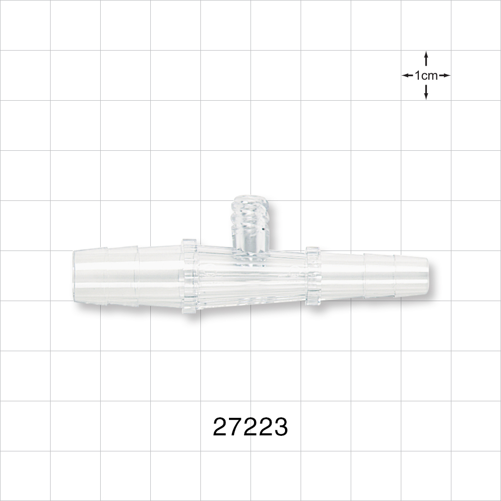 Straight Connector, Reducer, Barbed, Female Luer Lock Side Port, Clear