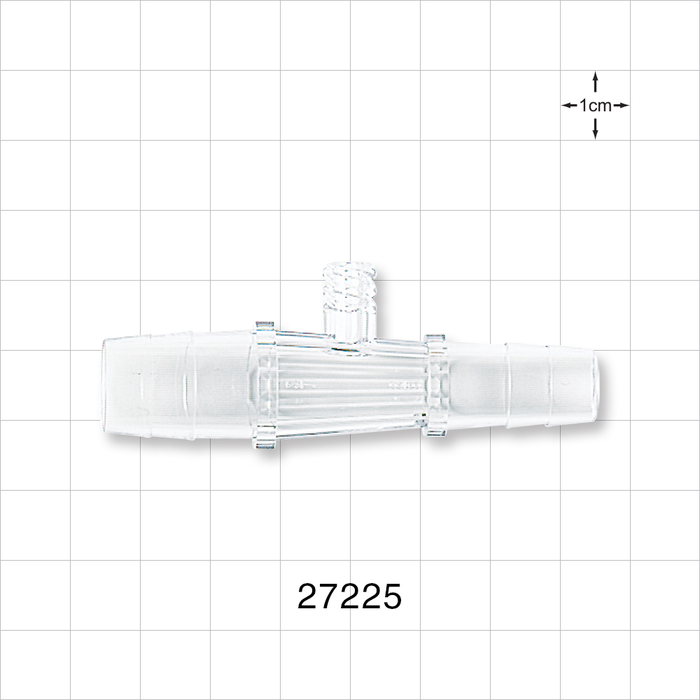 Straight Connector, Reducer, Barbed, Female Luer Lock Side Port, Clear