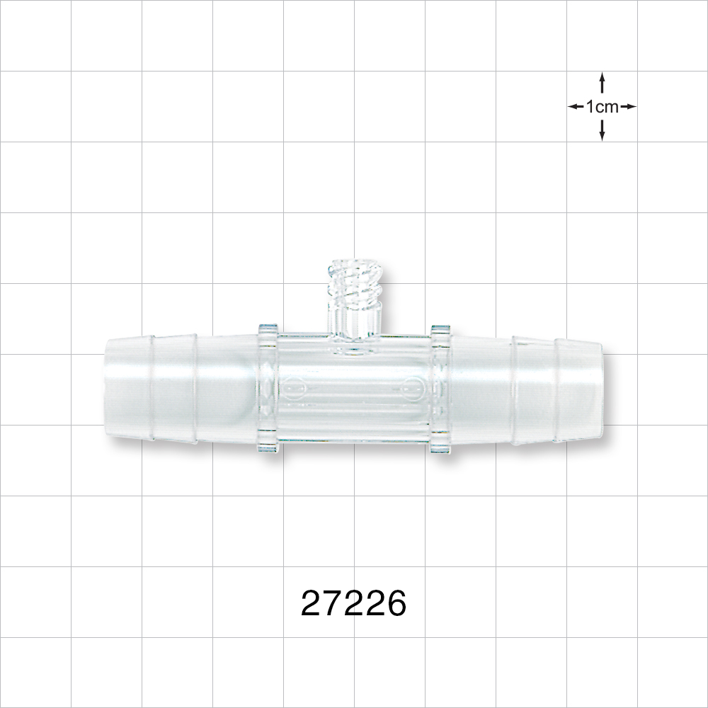 Straight Connector, Barbed, Female Luer Lock Side Port, Clear