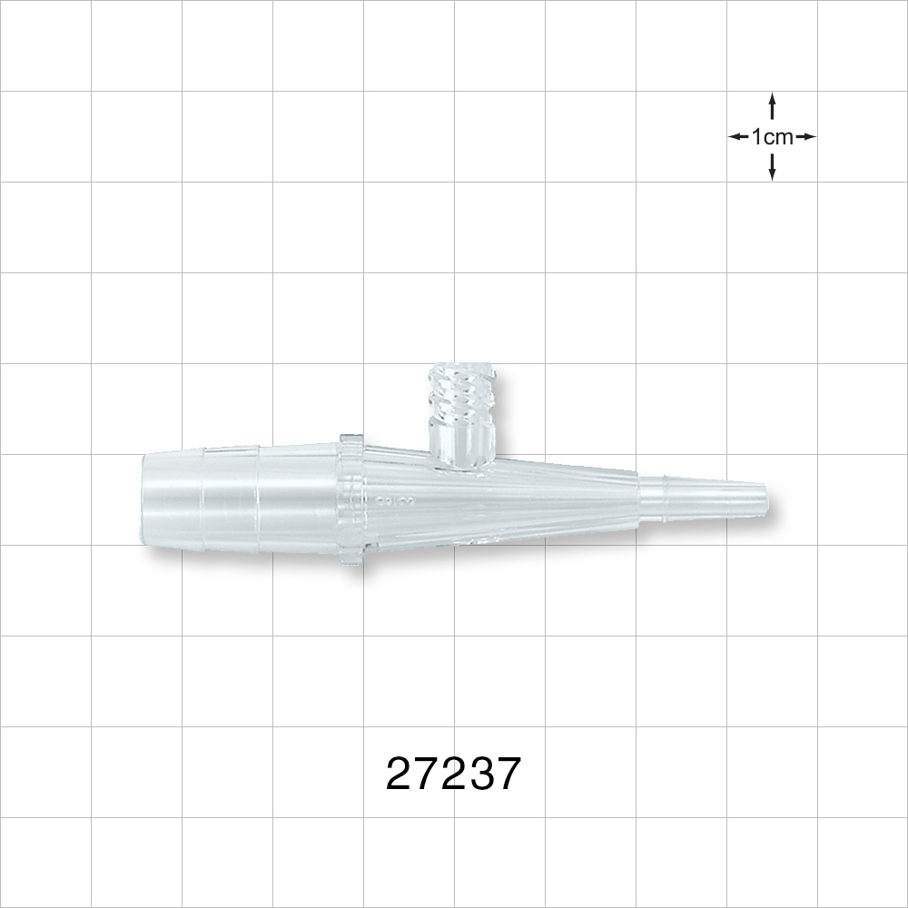 Straight Connector, Reducer, Barbed, Male Luer Slip, Female Luer Lock Side Port, Clear