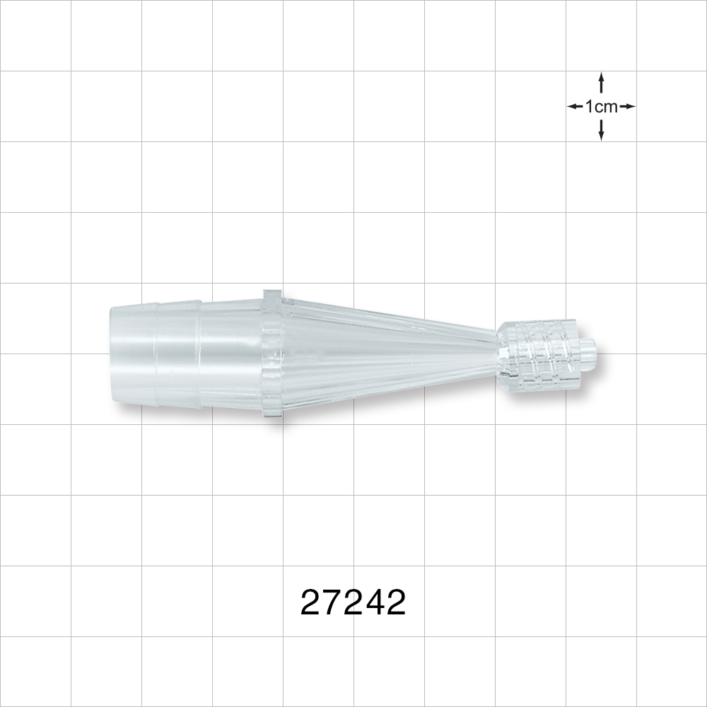 Straight Connector, Reducer, Barbed, Male Luer Lock, Clear