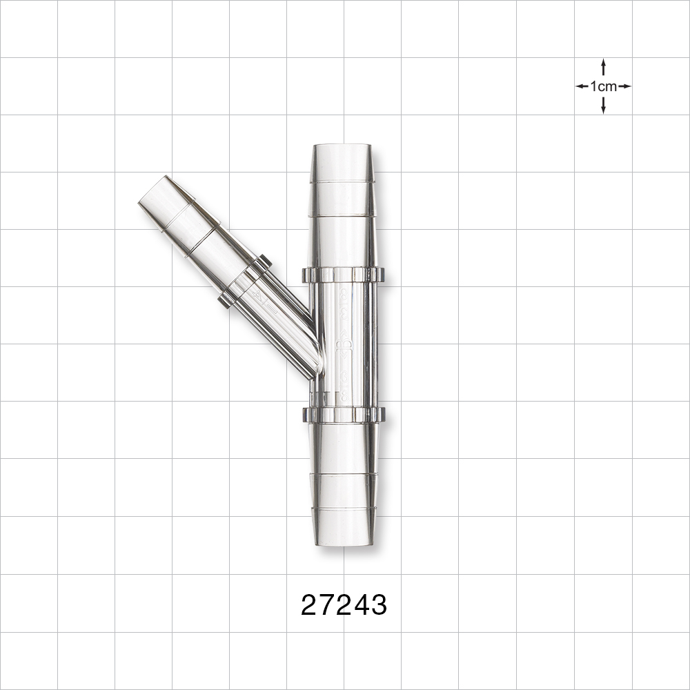 Y Connector, Reducer, Barbed, Clear