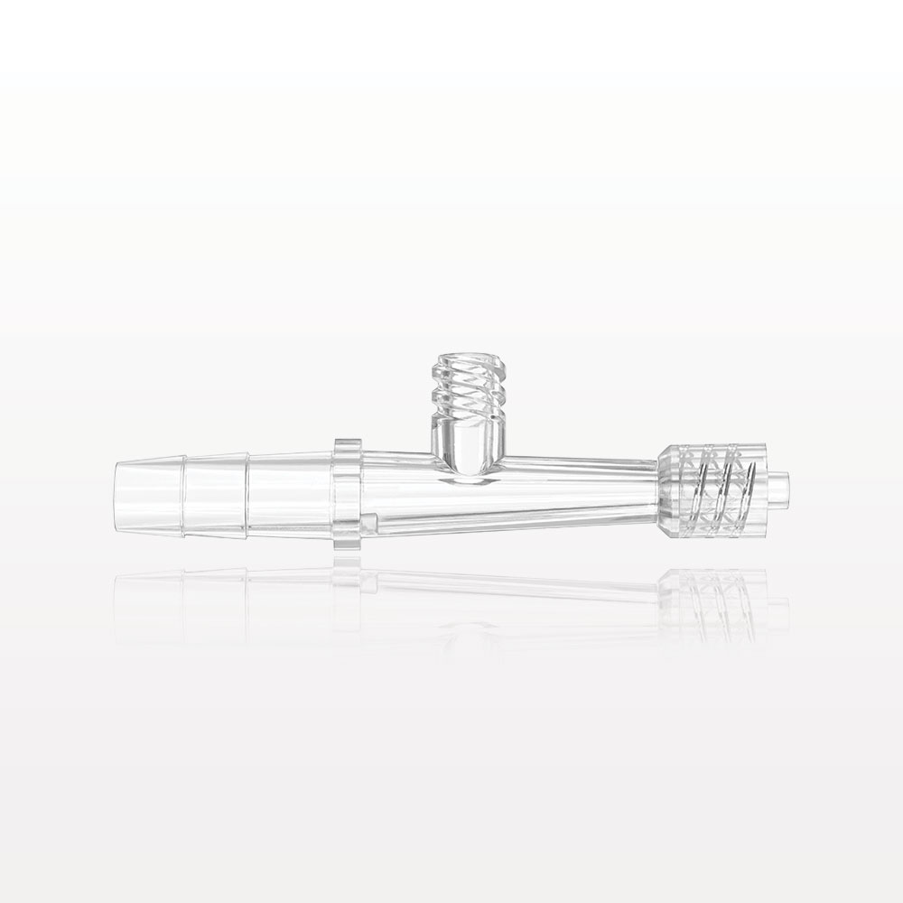 Straight Connector, Reducer, Barbed, Male Luer Lock, Female Luer Lock Side Port, Clear