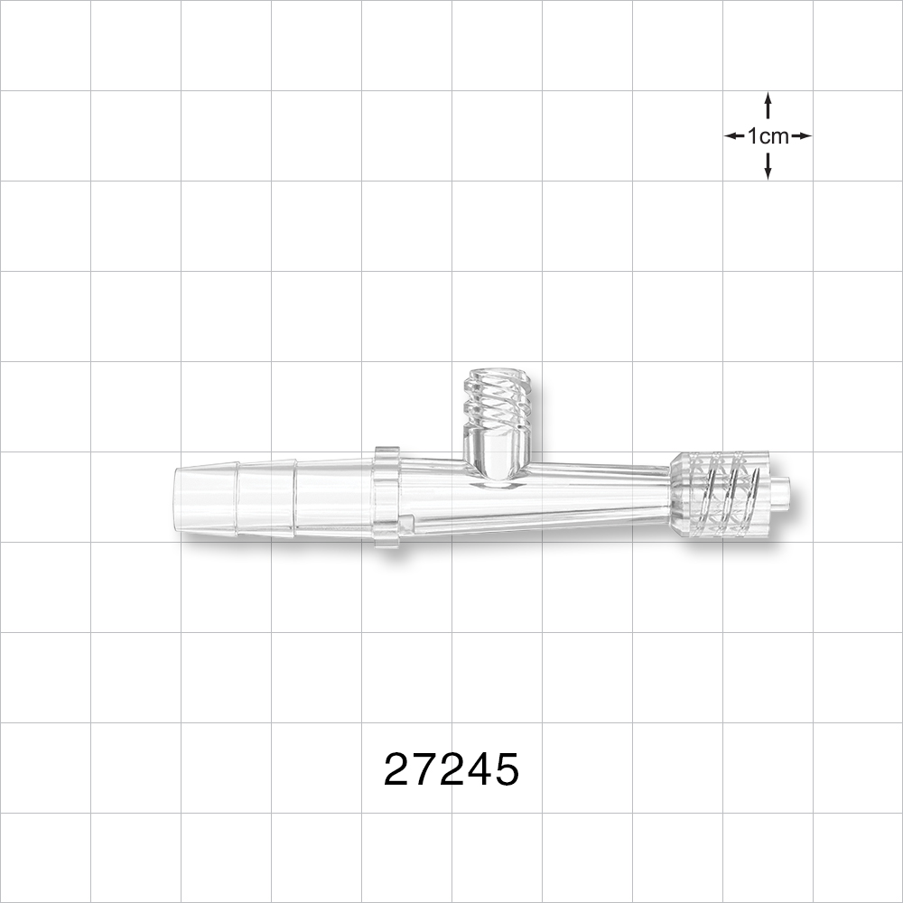 Straight Connector, Reducer, Barbed, Male Luer Lock, Female Luer Lock Side Port, Clear