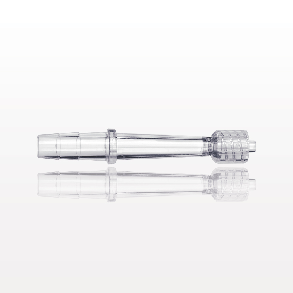 Straight Connector, Reducer, Barbed, Male Luer with Spin Lock, Clear