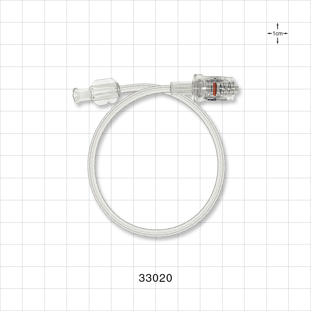 High-Pressure Braided Extension Line, Female Luer Lock to Rotating Male Luer Lock