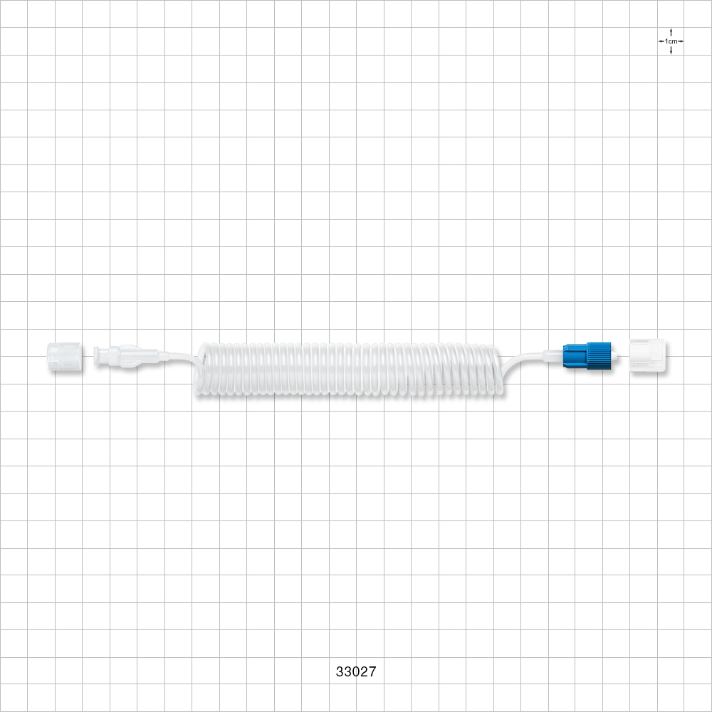 Coiled Extension Line, Female Luer Lock to Male Luer Lock with Non-Vented Caps