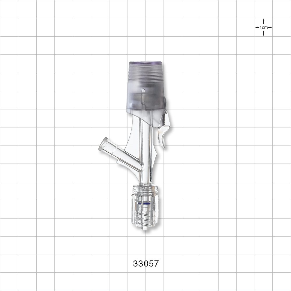 One Handed Hemostasis Valve Y Connector, Rotating Male Luer Lock, Female Luer Lock Sideport