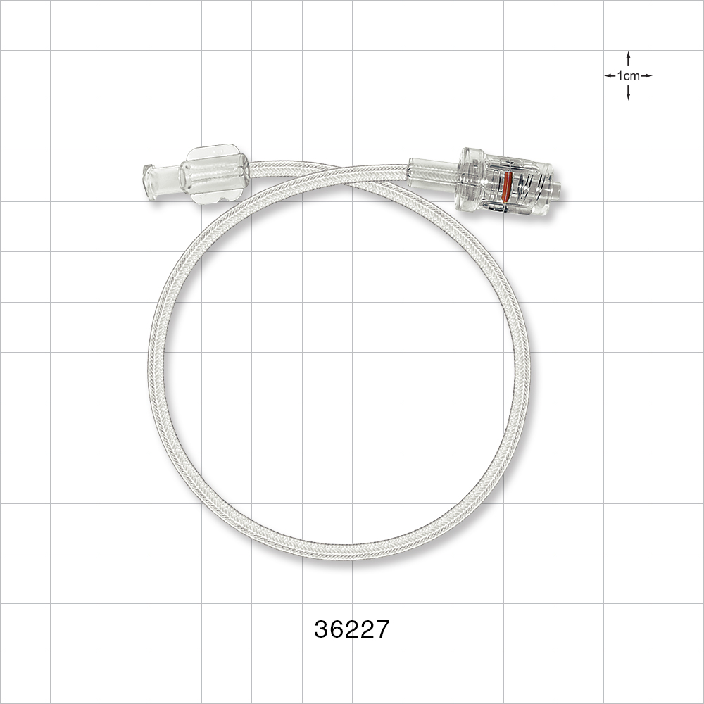 Bonded Braided High-Pressure Extension Line, Female Luer Lock to Rotating Male Luer Lock