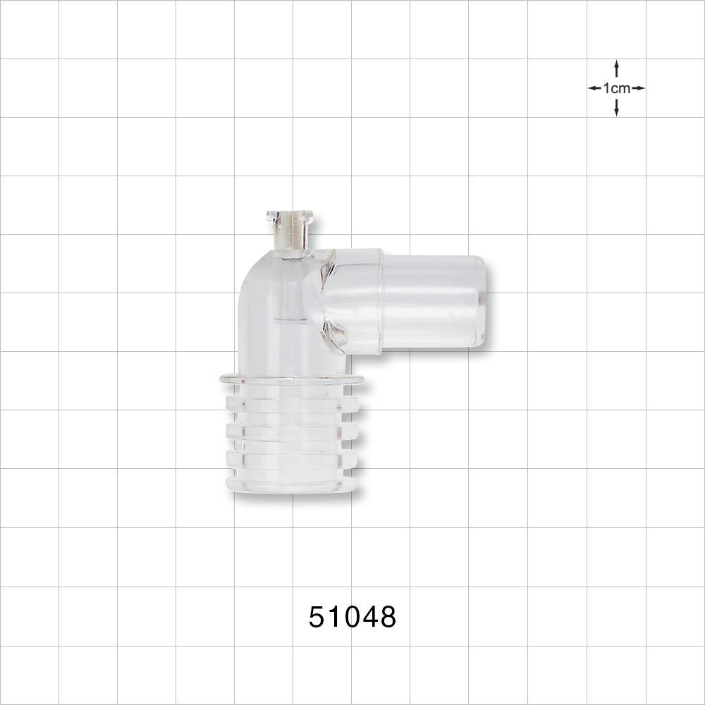 Elbow Connector, Female Luer Lock Port, Clear