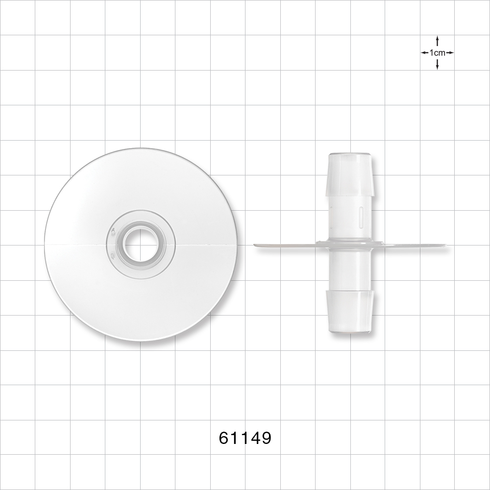 Bag Port Flange with Opposable Barbs, Natural